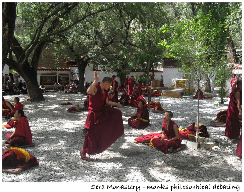 Monks debating at Sera Monastery courtyard – Lhasa attractions